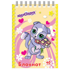 Блокнот МАЛЫЙ ФОРМАТ А7 75&times;105 мм, 40 л., гребень, картон, клетка, ЮНЛАНДИЯ, &laquo;Мультяшки&raquo;, 129860