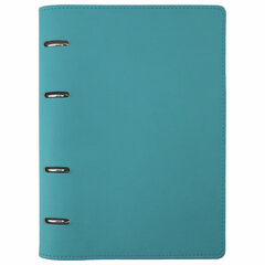 Тетрадь на кольцах А5 (180&times;220 мм), 120 листов, под кожу, клетка, BRAUBERG &laquo;Joy&raquo;, бирюзовый/<wbr/>серо-голубой, 129993