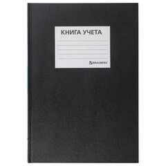 Книга учета 144 л., клетка, твердая, бумвинил, офсет, наклейка, А4 200&times;290 мм, BRAUBERG, черный,130225