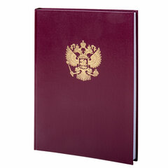 Книга учета 96 л., клетка, твердая, бумвинил, офсет, герб, А4 (200&times;290 мм), BRAUBERG, бордовая, 130276