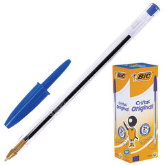 Изображение товара Ручка шариковая BIC «Cristal», СИНЯЯ, корпус прозрачный, узел 1 мм, линия письма 0,32 мм, 847898/528921