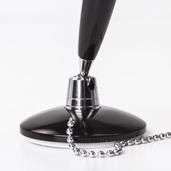 Ручка шариковая настольная BRAUBERG &laquo;Стенд-Пен Блэк1&raquo;, СИНЯЯ, цепочка, корпус черный, линия письма 0,5 мм, 140889