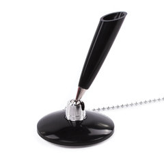 Ручка шариковая настольная BRAUBERG &laquo;Стенд-Пен Блэк1&raquo;, СИНЯЯ, цепочка, корпус черный, линия письма 0,5 мм, 140889