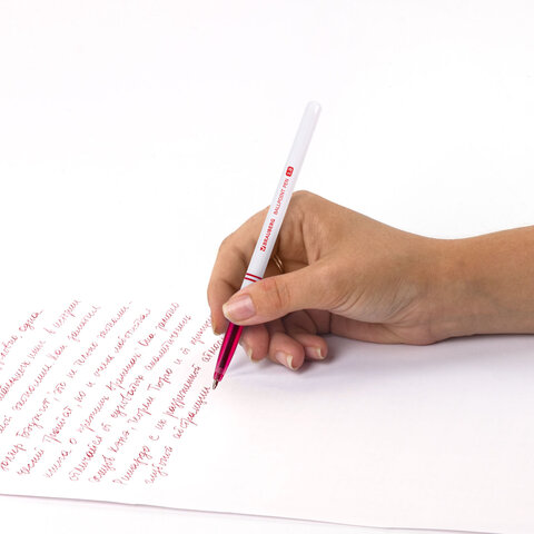 Ручка шариковая BRAUBERG "Офисная", КРАСНАЯ, корпус белый, узел 1 мм, линия письма 0,5 мм, 140892 - фото 8