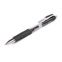 Ручка гелевая автоматическая с грипом BRAUBERG &laquo;Officer&raquo;, ЧЕРНАЯ, корпус тонированный черный, узел 0,5 мм, линия письма 0,35 мм, 141058