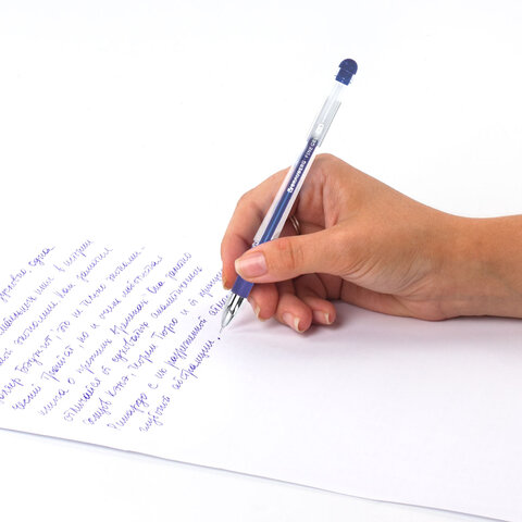 Ручка гелевая с грипом BRAUBERG "Fine Gel", СИНЯЯ, игольчатый узел 0,5 мм, линия письма 0,35 мм, 141179 - фото 6