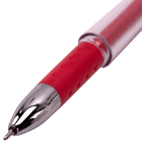 Ручка гелевая с грипом BRAUBERG "Fine Gel", КРАСНАЯ, игольчатый узел 0,5 мм, линия письма 0,35 мм, 141181 - фото 4