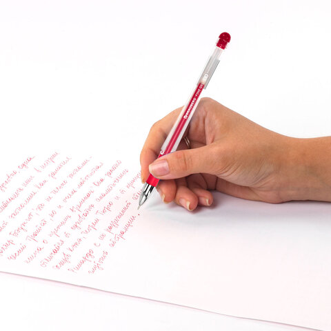 Ручка гелевая с грипом BRAUBERG "Fine Gel", КРАСНАЯ, игольчатый узел 0,5 мм, линия письма 0,35 мм, 141181 - фото 7