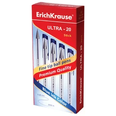 Ручка шариковая масляная ERICH KRAUSE &laquo;Ultra-20&raquo;, СИНЯЯ, корпус прозрачный, узел 0,7 мм, линия письма 0,26 мм, 13875