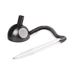 Ручка шариковая настольная BRAUBERG &laquo;Стенд-Пен&raquo;, СИНЯЯ, пружинка, корпус черный, линия письма 0,5 мм, 141351