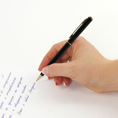 Ручка подарочная шариковая BRAUBERG &laquo;Slim Black&raquo;, корпус черный, узел 1 мм, линия письма 0,7 мм, синяя, 141402