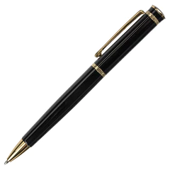Ручка подарочная шариковая BRAUBERG &laquo;Perfect Black&raquo;, корпус черный, узел 1 мм, линия письма 0,7 мм, синяя, 141416
