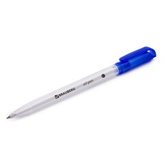 Ручка шариковая масляная BRAUBERG &laquo;OIL PEN&raquo;, СИНЯЯ, корпус прозрачный, 0,7 мм, линия 0,35 мм, 141476