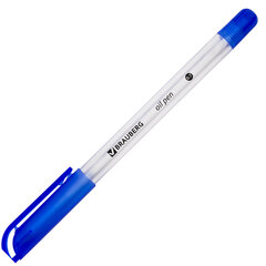 Ручка шариковая масляная BRAUBERG &laquo;OIL PEN&raquo;, СИНЯЯ, корпус прозрачный, 0,7 мм, линия 0,35 мм, 141476