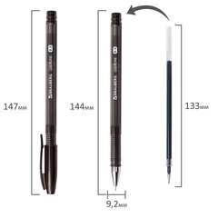Ручка гелевая BRAUBERG &laquo;Gel Tone&raquo;, ЧЕРНАЯ, корпус тонированный, игольчатый узел 0,5 мм, линия письма 0,35 мм, 141517