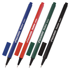 Набор капиллярных ручек (линеров) BRAUBERG 4 шт., АССОРТИ, &laquo;Aero&raquo;, трехгранные, металлический наконечник, линия письма 0,4 мм, 141524