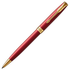 Ручка шариковая PARKER &laquo;Sonnet Core Intense Red Lacquer GT&raquo;, корпус красный глянцевый лак, позолоченные детали, черная, 1931476