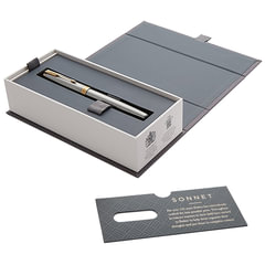 Ручка перьевая PARKER &laquo;Sonnet Core Stainless Steel GT&raquo;, корпус серебристый, позолоченные детали, черная, 1931504