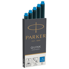 Картриджи чернильные PARKER &laquo;Cartridge Quink&raquo;, КОМПЛЕКТ 5 штук, смываемые чернила, синие, 1950383