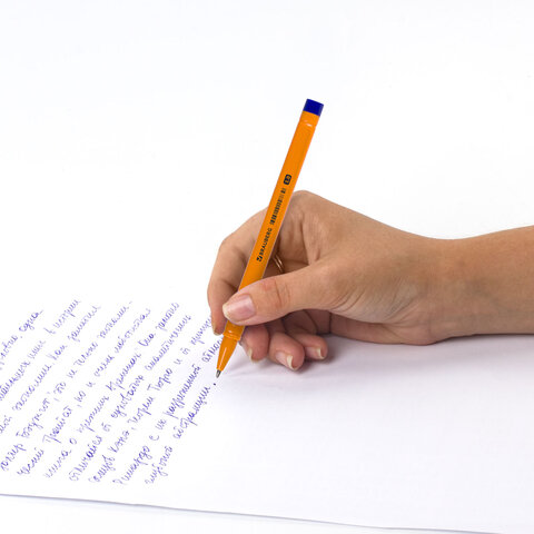 Ручка шариковая BRAUBERG "ORANGE", СИНЯЯ, трехгранная, корпус оранжевый, узел 1 мм, линия письма 0,5 мм, 142402 - фото 9