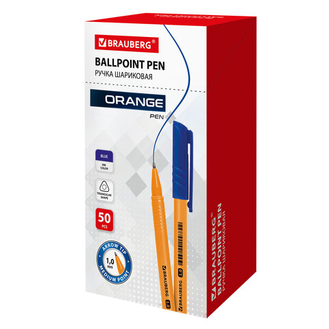 Ручка шариковая BRAUBERG "ORANGE", СИНЯЯ, трехгранная, корпус оранжевый, узел 1 мм, линия письма 0,5 мм, 142402 - фото 10