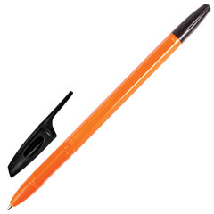 Ручка шариковая BRAUBERG &laquo;X-333 Orange&raquo;, ЧЕРНАЯ, корпус оранжевый, узел 0,7 мм, линия письма 0,35 мм, 142410
