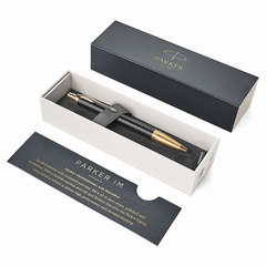 Ручка шариковая PARKER &laquo;IM Premium Black GT&raquo;, корпус черный матовый с гравировкой, позолоченные детали, синяя, 1931667
