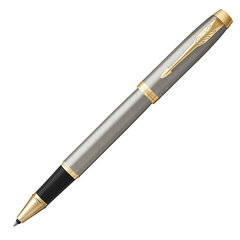 Ручка-роллер PARKER &laquo;IM Core Brushed Metal GT&raquo;, серебристый матовый лак, позолота, черная, 1931663