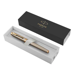 Ручка-роллер PARKER &laquo;IM Core Brushed Metal GT&raquo;, серебристый матовый лак, позолота, черная, 1931663