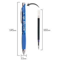 Ручка гелевая автоматическая с грипом BRAUBERG &laquo;Jet Gel&raquo;, СИНЯЯ, печать, узел 0,6 мм, линия письма 0,4 мм, 142690