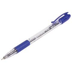 Ручка шариковая масляная с грипом BRAUBERG &laquo;Glassy&raquo;, СИНЯЯ, корпус прозрачный, узел 0,7 мм, линия письма 0,35 мм, 142698