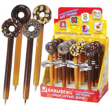 Ручка фигурная "ПОНЧИКИ", СИНЯЯ, 4 дизайна ассорти, линия письма 0,5 мм, дисплей, BRAUBERG, 142759