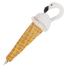 Ручка фигурная &laquo;МОРОЖЕНОЕ-ФЛАМИНГО&raquo;, СИНЯЯ, 4 дизайна ассорти, 0,5 мм, дисплей, BRAUBERG, 142764