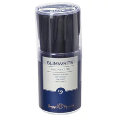 Ручка шариковая BRUNO VISCONTI &laquo;SlimWrite&raquo;, &laquo;Black&raquo;, СИНЯЯ, корпус черный, узел 0,5 мм, линия письма 0,3 мм, 20-0009