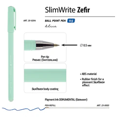Ручка шариковая BRUNO VISCONTI &laquo;SlimWrite&raquo;, &laquo;Zefir&raquo;, СИНЯЯ, корпус ассорти, узел 0,5 мм, линия письма 0,3 мм, 20-0204