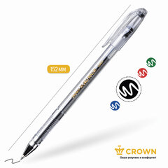 Ручка гелевая CROWN "Hi-Jell", ЧЕРНАЯ, корпус прозрачный, узел 0,5 мм, линия письма 0,35 мм, HJR-500B