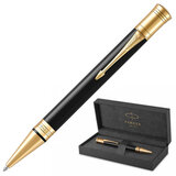 Ручка шариковая PARKER "Duofold Classic Black GT", корпус черный, позолоченные детали, черная, 1931386