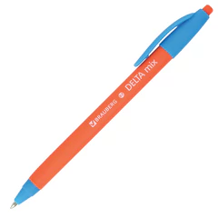 Ручка шариковая масляная автоматическая BRAUBERG &laquo;Delta Mix&raquo;, СИНЯЯ, корпус soft-touch ассорти, узел 0,7 мм, линия письма 0,35 мм, 143340