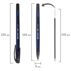 Ручка шариковая масляная BRAUBERG &laquo;BOMB GT&raquo;, СИНЯЯ, прорезиненный сине-черный корпус, узел 0,7 мм, линия письма 0,35 мм, 143345