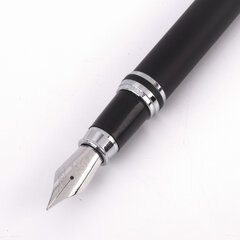 Набор ручек подарочных BRAUBERG Duetto, СИНИЕ, 2 шт.: шариковая, перьевая, черный с хромированными деталями, 143478