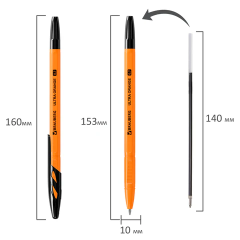 Ручка шариковая BRAUBERG "ULTRA ORANGE", ЧЕРНАЯ, узел 0,7 мм, чернила ГЕРМАНИЯ, наконечник ШВЕЙЦАРИЯ, 143563 - фото 7