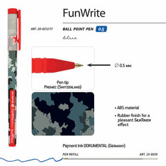 Ручка шариковая BRUNO VISCONTI FunWrite, СИНЯЯ, &laquo;Military blue&raquo;, узел 0,5 мм, линия письма 0,3 мм, 20-0212/<wbr/>17