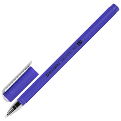 Ручка шариковая BRAUBERG SOFT TOUCH STICK &laquo;METALLIC&raquo;, СИНЯЯ, мягкое покрытие, корпус ассорти, узел 0,7 мм, 143699