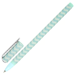 Ручка шариковая BRAUBERG SOFT TOUCH STICK &laquo;GEOMETRIC&raquo;, СИНЯЯ, мягкое покрытие, корпус ассорти, узел 0,7 мм, 143701