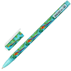 Ручка шариковая BRAUBERG SOFT TOUCH STICK &laquo;PARROTS&raquo;, СИНЯЯ, мягкое покрытие, узел 0,7 мм, 143706