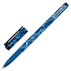 Ручка шариковая BRAUBERG SOFT TOUCH GRIP &laquo;MILITARY&raquo;, СИНЯЯ, мягкое покрытие, узел 0,7 мм, 143713