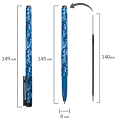Ручка шариковая BRAUBERG SOFT TOUCH GRIP &laquo;MILITARY&raquo;, СИНЯЯ, мягкое покрытие, узел 0,7 мм, 143713