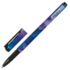 Ручка шариковая BRAUBERG SOFT TOUCH GRIP &laquo;SPACE&raquo;, СИНЯЯ, мягкое покрытие, узел 0,7 мм, 143714