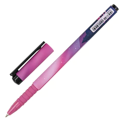 Ручка шариковая BRAUBERG SOFT TOUCH GRIP &laquo;STARS&raquo;, СИНЯЯ, мягкое покрытие, узел 0,7 мм, 143715