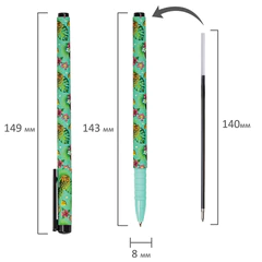 Ручка шариковая BRAUBERG SOFT TOUCH GRIP &laquo;PINEAPPLE&raquo;, СИНЯЯ, мягкое покрытие, узел 0,7 мм, 143718